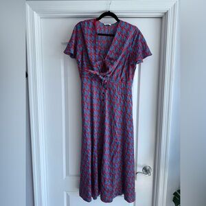 Sandro Blue and Red Maxi Dress